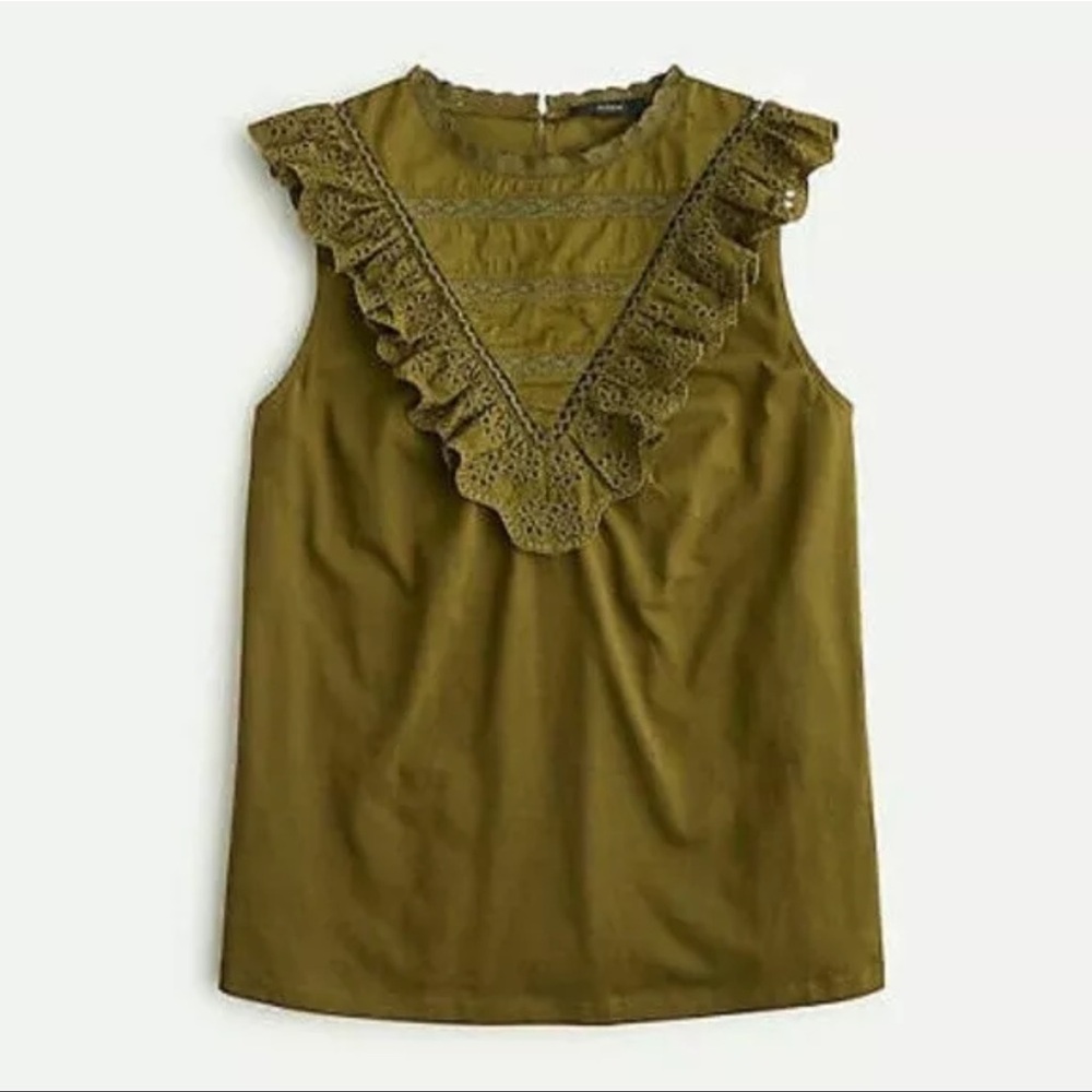 J. Crew Olive Eyelet Sleeveless Tunic SZ XXL